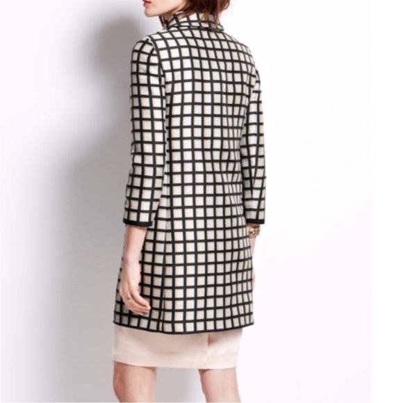 Ann Taylor Windowpane Jacquard Topper Jacket Coat White Black Size S - Picture 4 of 13
